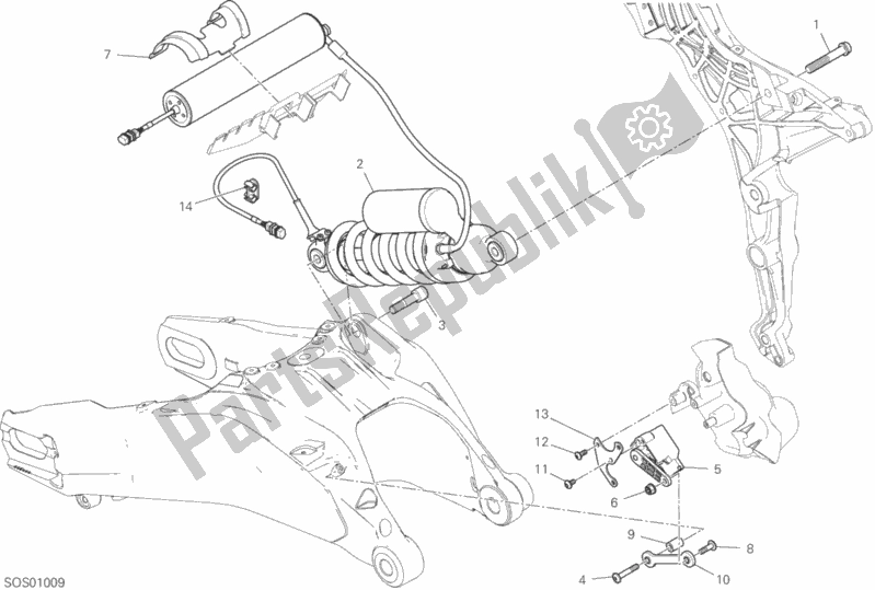 Todas las partes para Amortiguador Trasero de Ducati Multistrada 950 S SW 2020